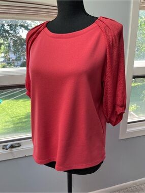 Banana Republic Coral Sheer Sleeve Top